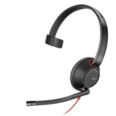 Poly Monoaural con Micrófono Blackwire 5210, Alámbrico, USB A, Negro/Rojo