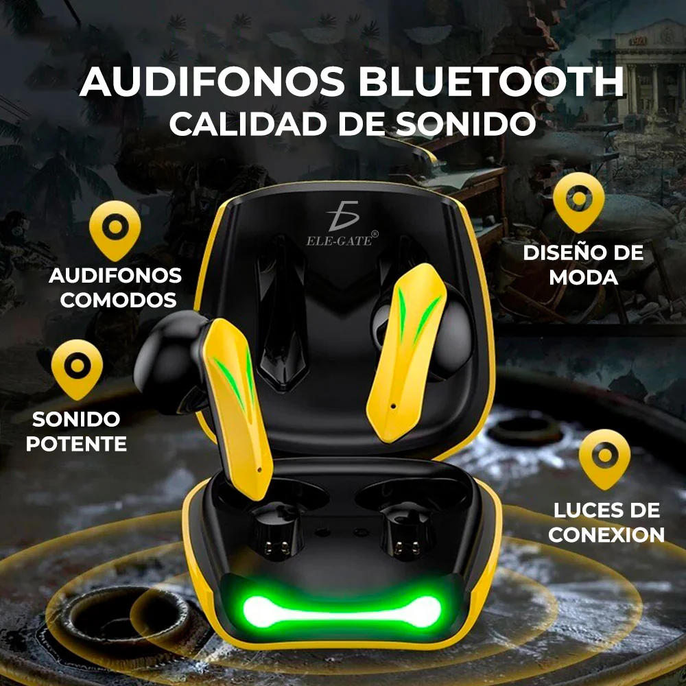 Audífonos Inalámbricos Elegiant con Estuche de Carga luz led