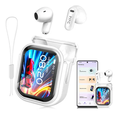 Audifonos Htc Ne20 Color Blanco Bluetooth 6.0 Auriculares Inalambricos Con Pantalla Táctil Inteligente